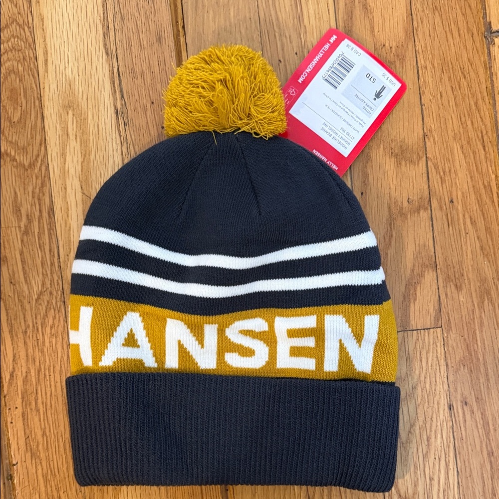 Helly Hansen unisex Beanie in Navy and Mustard - Picture 4 of 5